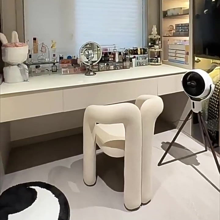 Contemporary Curved Velvet Vanity Stool