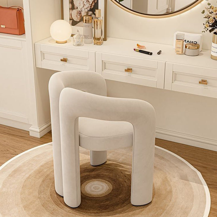 Contemporary Curved Velvet Vanity Stool
