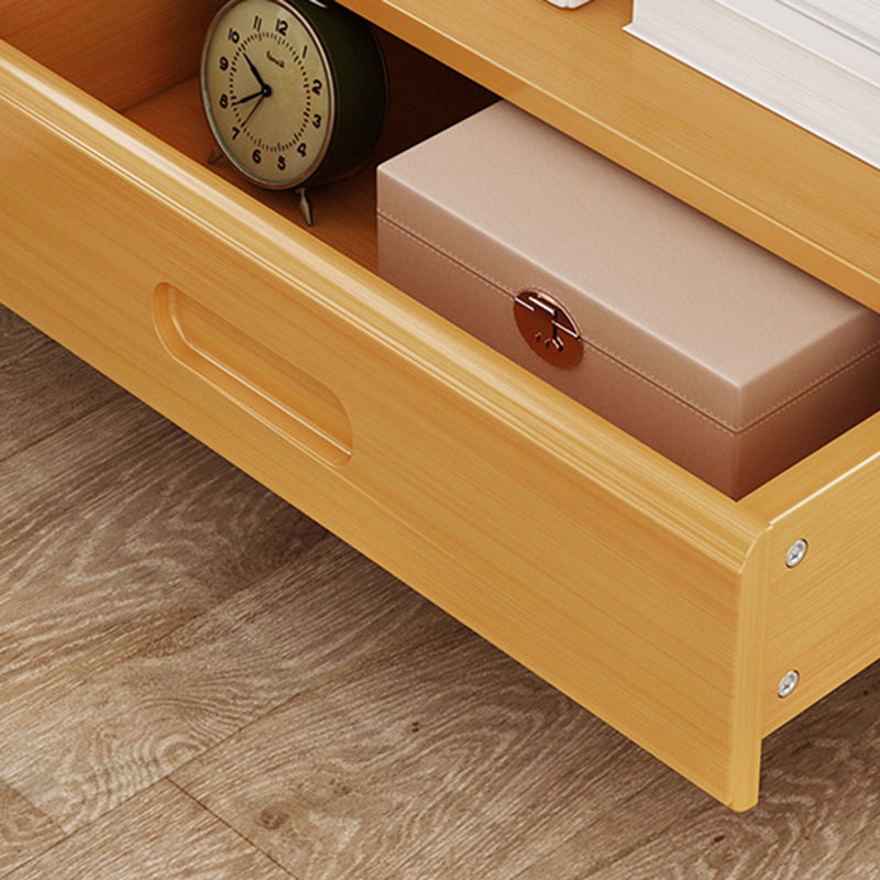 Traditional Japanese Square Bamboo MDF Nightstand 1/3 Drawer For Bedroom