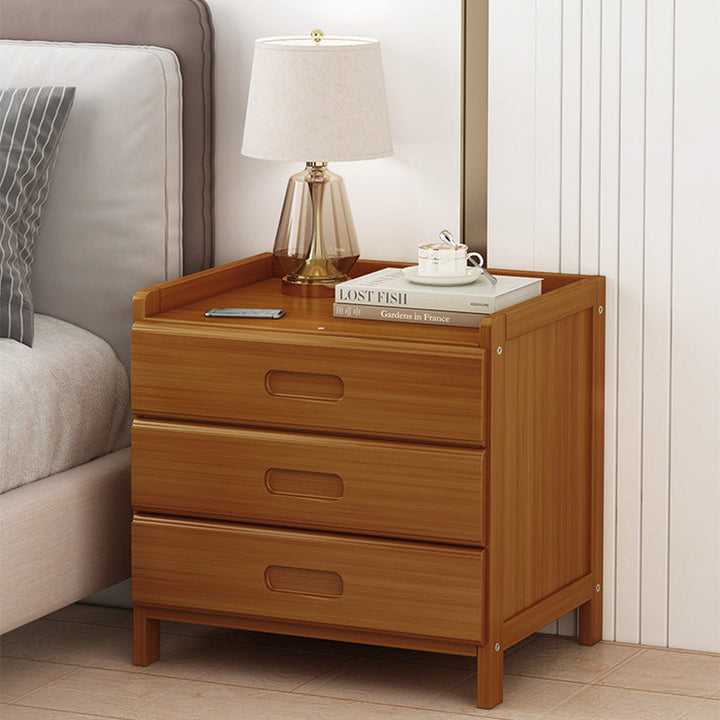 Traditional Square Bamboo Nightstand