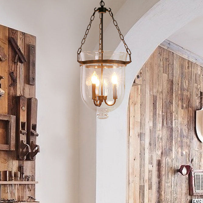 Traditional Round Glass 3-Light Chandelier