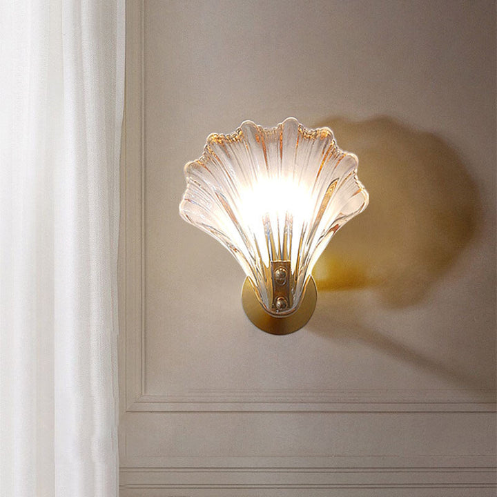 Art Deco Shell Brass Wall Sconce