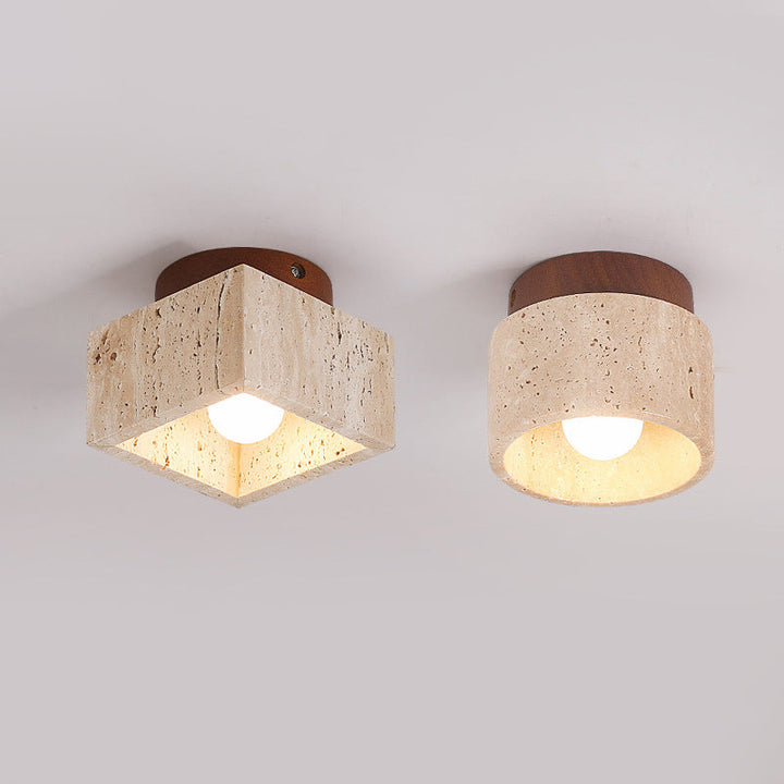 Wabi-Sabi Column Wood Semi-Flush Ceiling Light