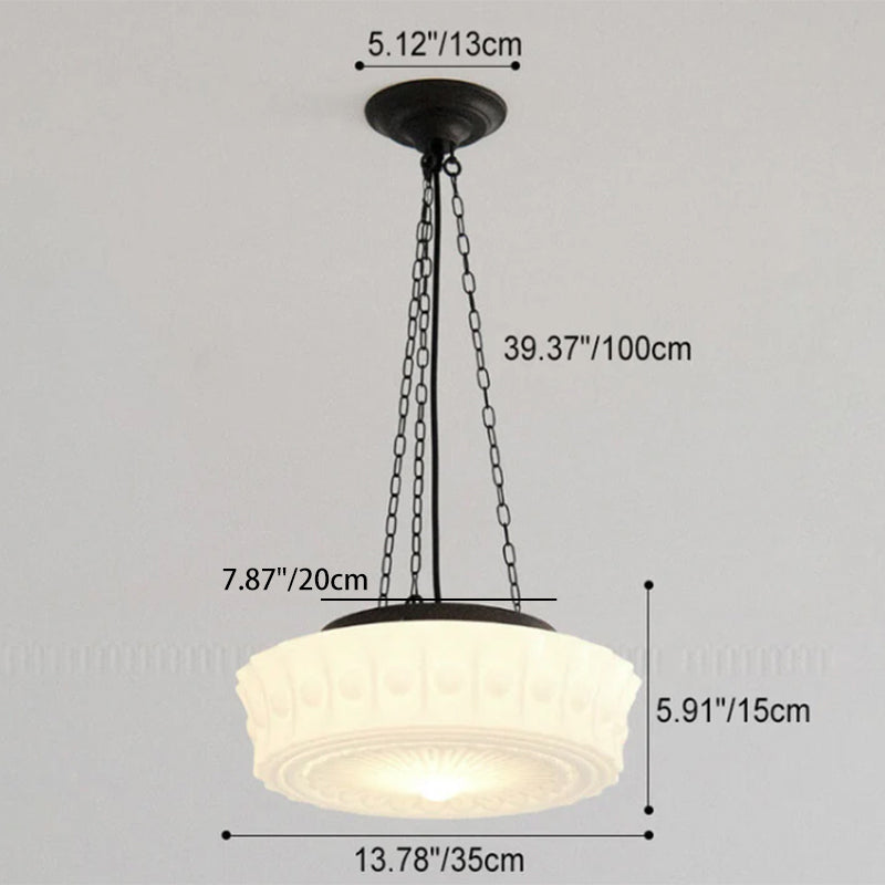 Traditional Round Glass LED Semi-Flush Ceiling Light