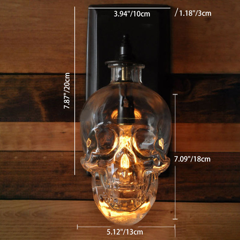 Skull Contemporary Round Glass Wall Sconce