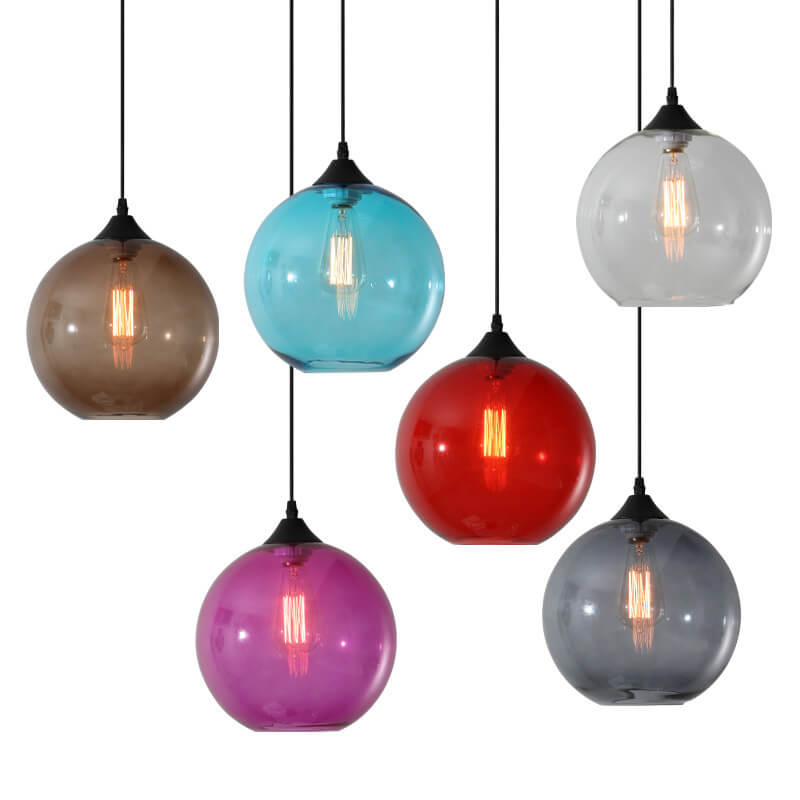 Stained Minimalist Round Glass Pendant Light