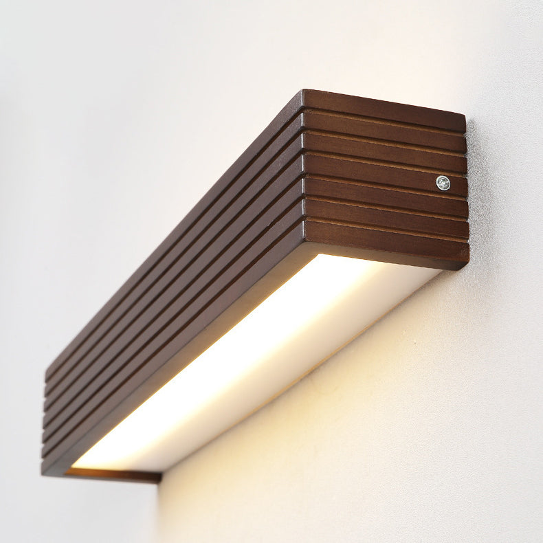 Traditional Rectangular Wood LED Vanity Light