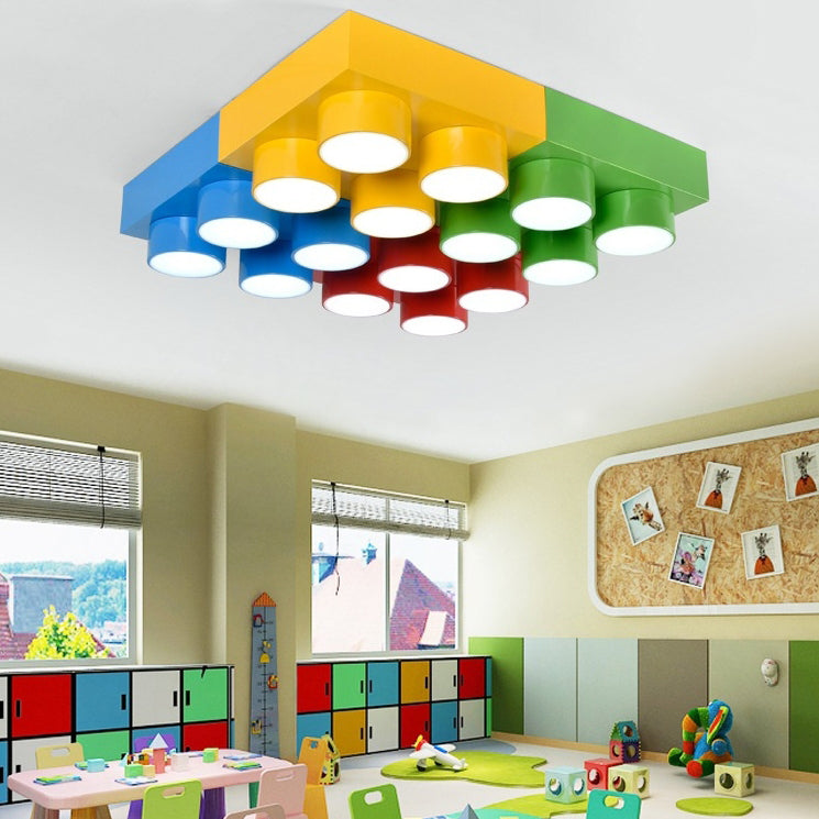 Contemporary Square Iron LED Flush Mount Ceiling Light
