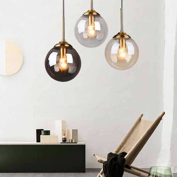 Contemporary Spherical Copper 5-Light Chandelier
