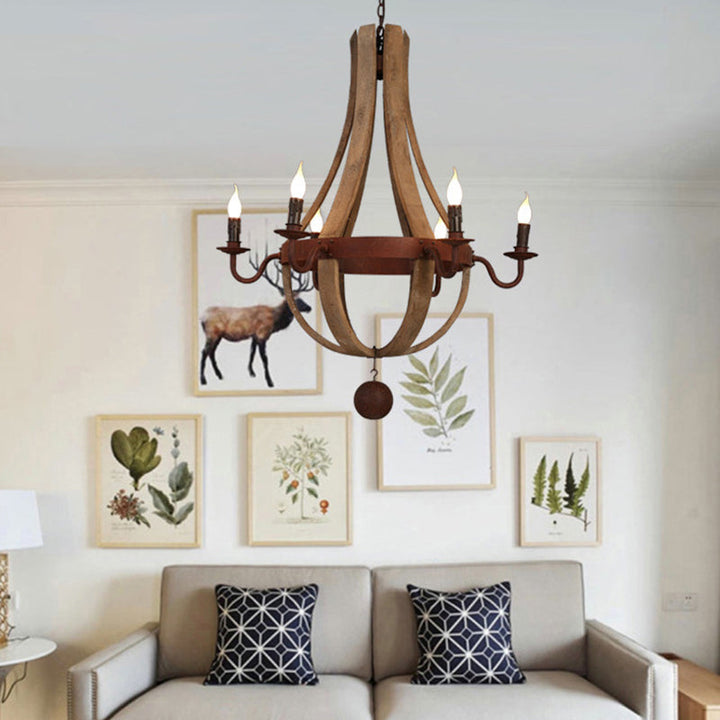 Traditional Branch Wooden 8-Light Chandelier