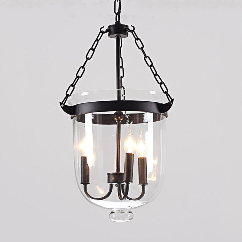 Traditional Round Glass 3-Light Chandelier