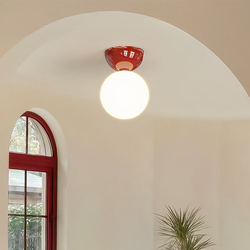 Nordic Spherical Glass Semi-Flush Ceiling Light