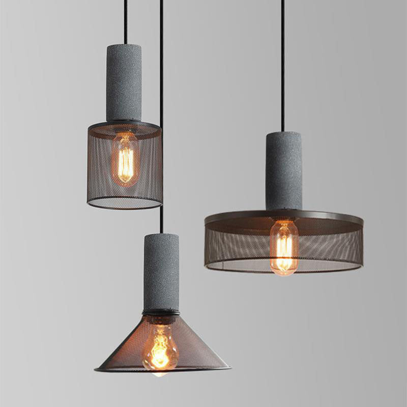 Contemporary Cylindrical Iron Pendant Light