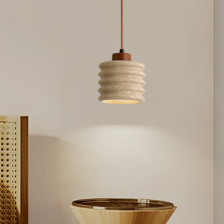 Wabi-Sabi Cylinder Wood Pendant Light