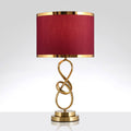 Modern Luxury Red Fabric Iron Knot Ring 1-Light Table Lamp For Bedroom