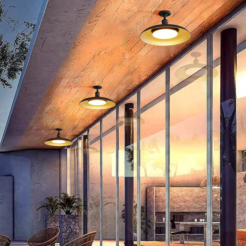 Nordic Round Steel Semi-Flush Ceiling Light