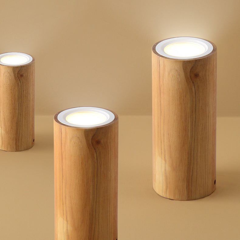 Nordic Tube Wood LED Flush Mount Ceiling Light
