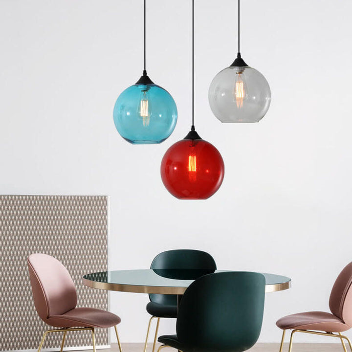 Stained Minimalist Round Glass Pendant Light