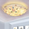 Contemporary Scandinavian Round Shell Iron Glass 2/3/4 Light Flush Mount Ceiling Light For Living Room