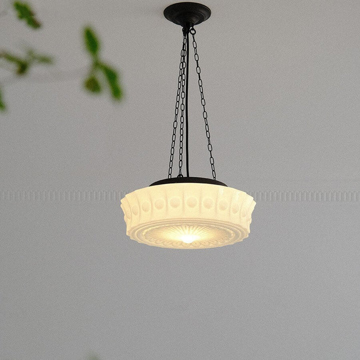 Traditional Round Glass LED Semi-Flush Ceiling Light