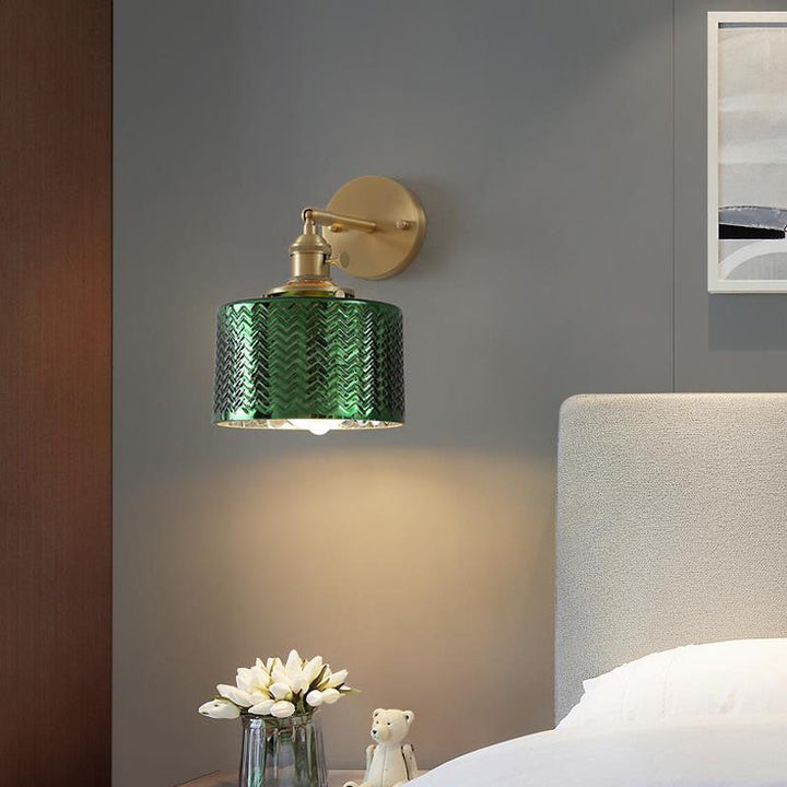 Green Minimalist Cylinder Brass Wall Sconce