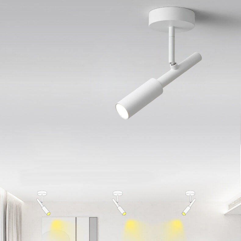 Modern Minimalist Iron Aluminum Spotlight Rotatable LED Semi-Flush Mount Ceiling Light For Living Room