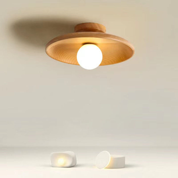 Modern Round Glass Semi-Flush Ceiling Light