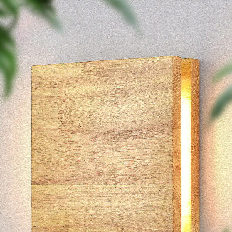 Wabi-Sabi Rectangular Wood LED Wall Sconce