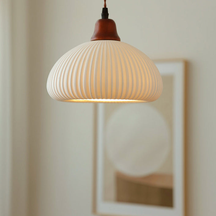 Traditional Round Solid Wood Pendant Light