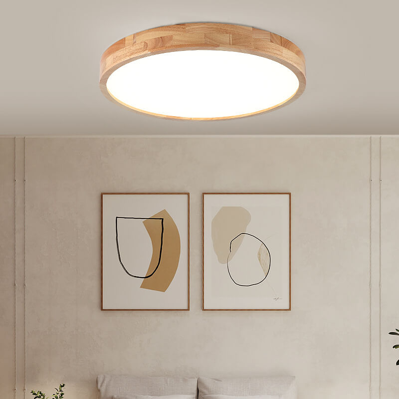 Minimalist Square Solid Wood LED Flush Mount Ceiling 2