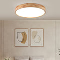 Modern Minimalist Solid Wood Round Square Tatami LED Flush Mount Ceiling Light for Living Room