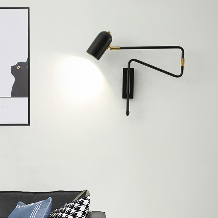 Contemporary Cylinder Iron Swing Arm Wall Sconce