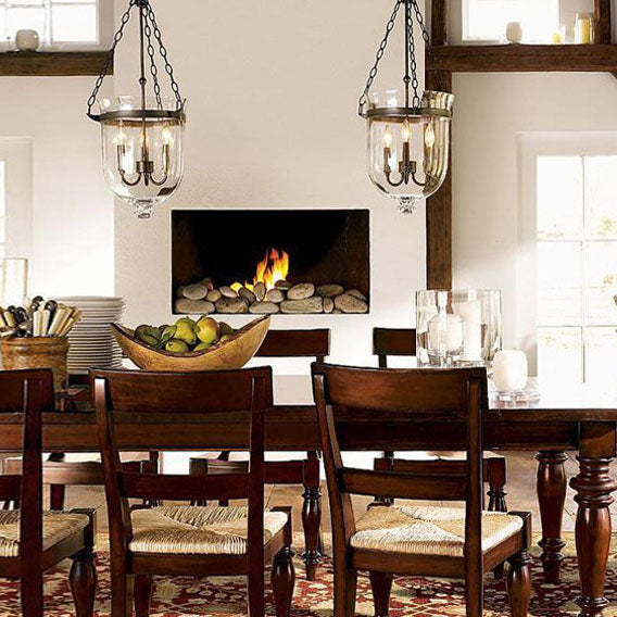 Traditional Round Glass 3-Light Chandelier