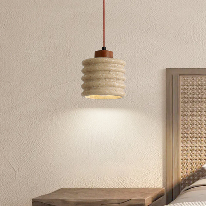 Wabi-Sabi Cylinder Wood Pendant Light