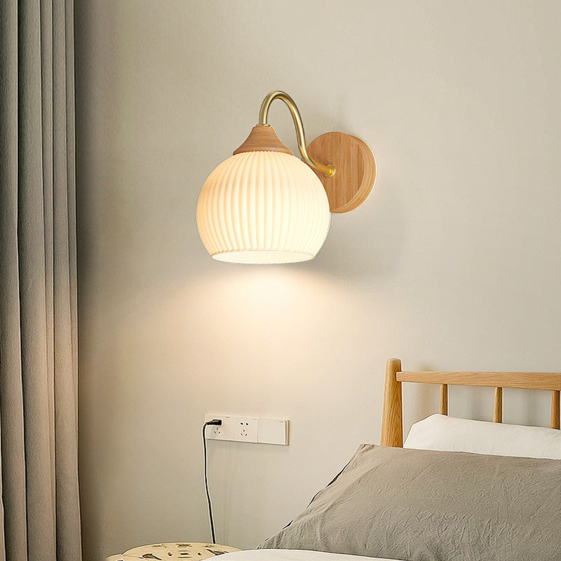 Iron Contemporary Round Glass Wall Sconce