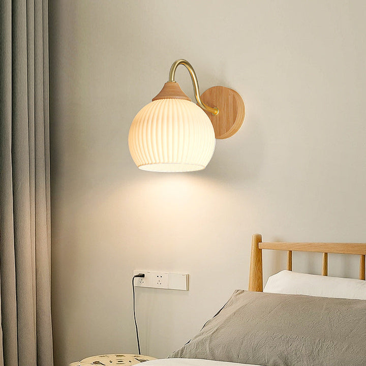 Iron Contemporary Round Glass Wall Sconce