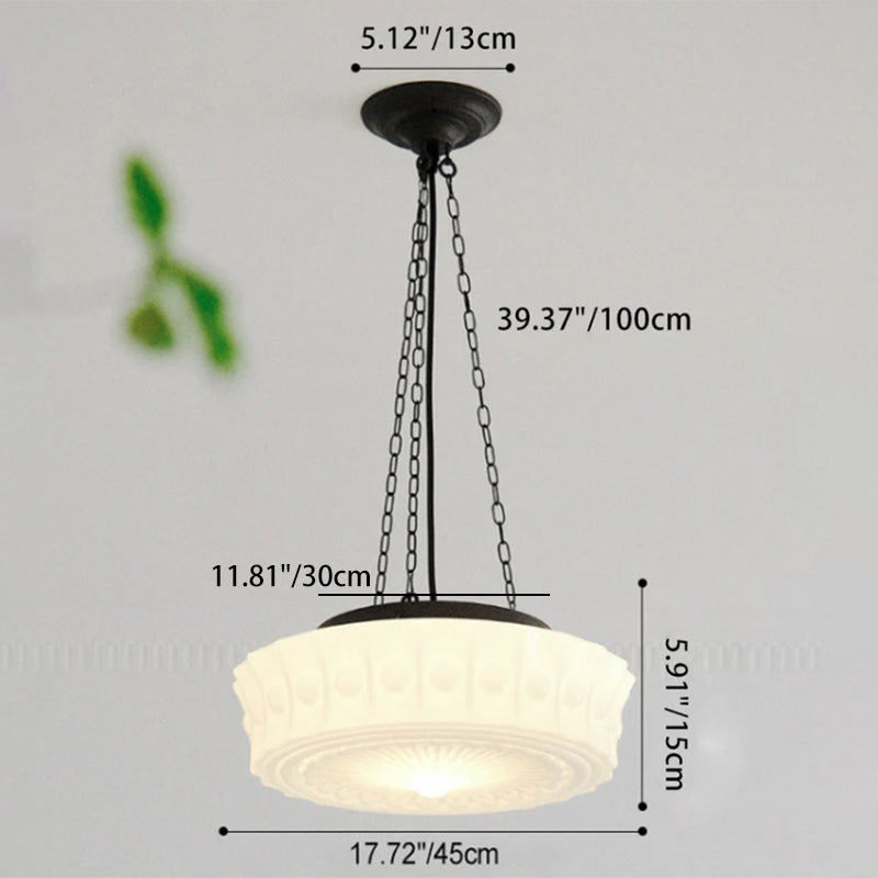 Traditional Round Glass LED Semi-Flush Ceiling Light