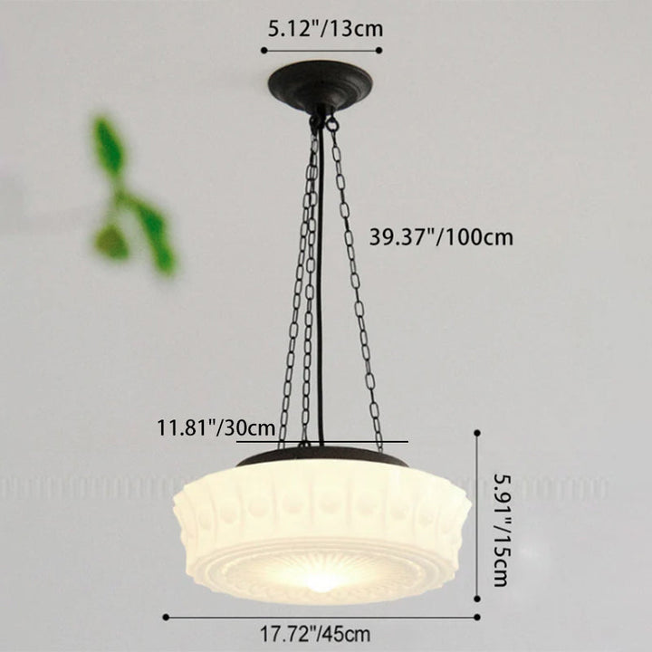 Traditional Round Glass LED Semi-Flush Ceiling Light