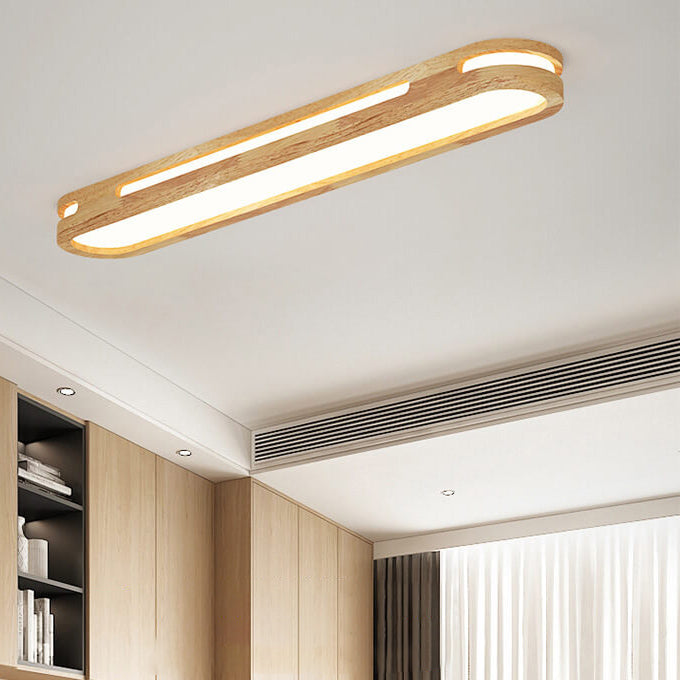 Minimalist Ring Solid Wood LED Flush Mount Ceiling Light