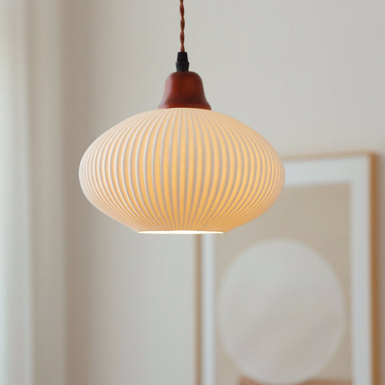 Traditional Round Solid Wood Pendant Light