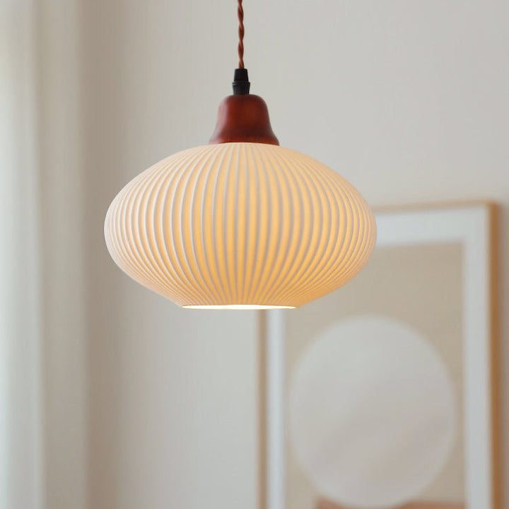 Traditional Round Solid Wood Pendant Light