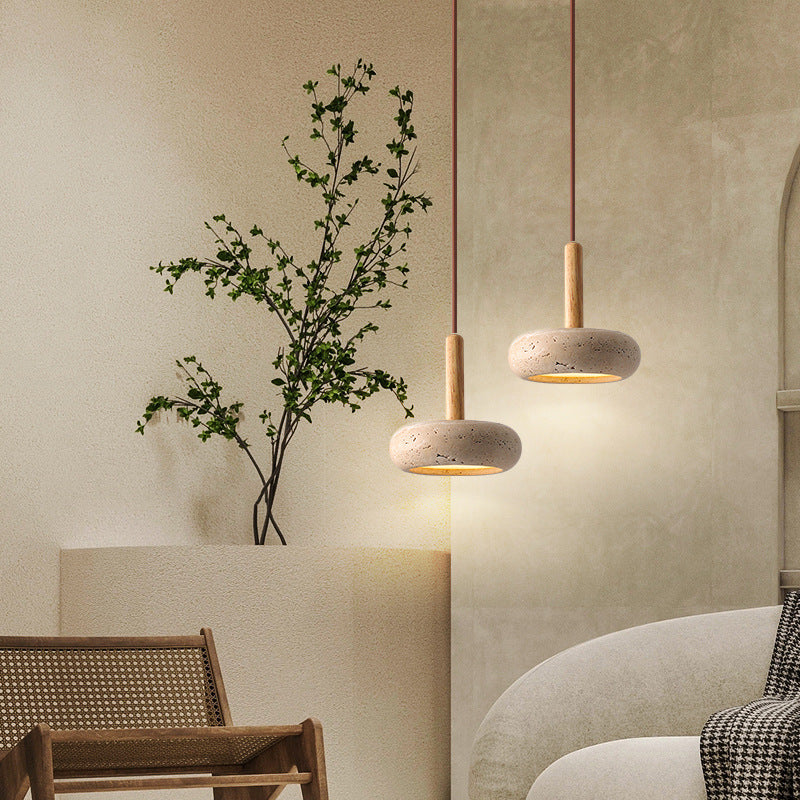 Traditional Round Wood LED Pendant Light