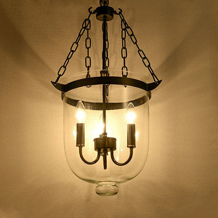 Traditional Round Glass 3-Light Chandelier