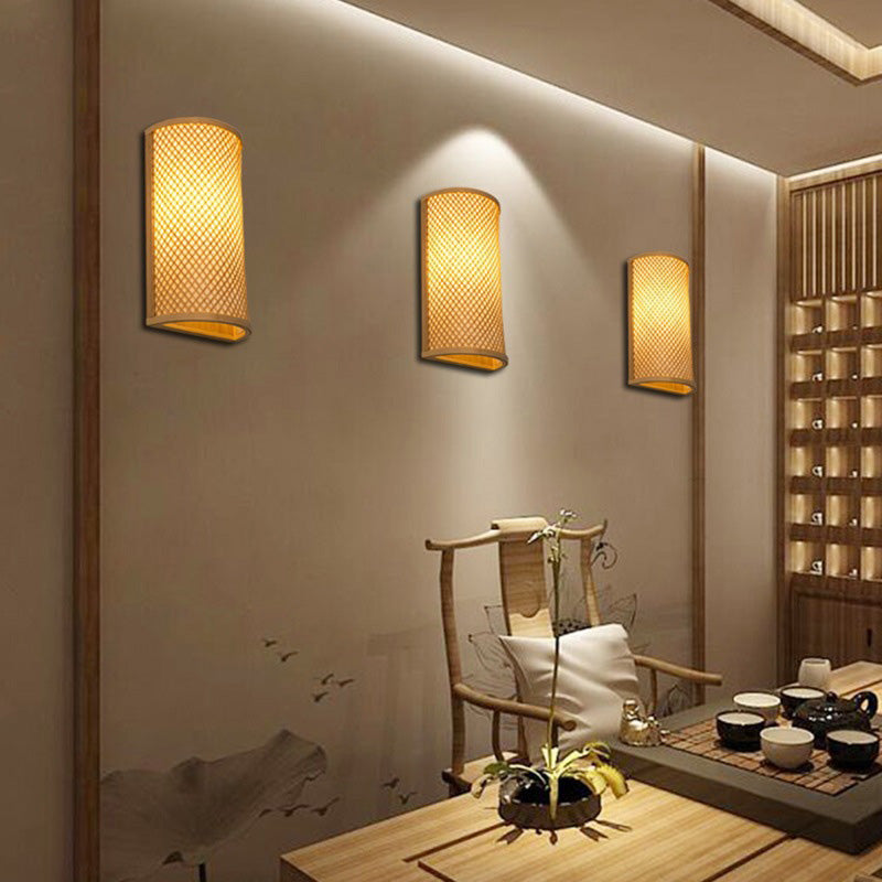 Traditional Cylinder Bamboo 2-Light Wall Sconce