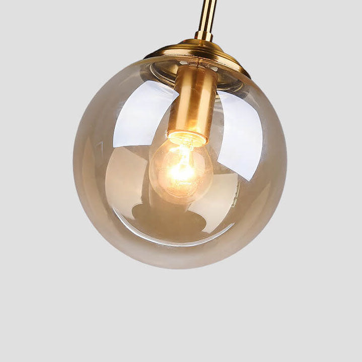 Contemporary Spherical Copper 5-Light Chandelier