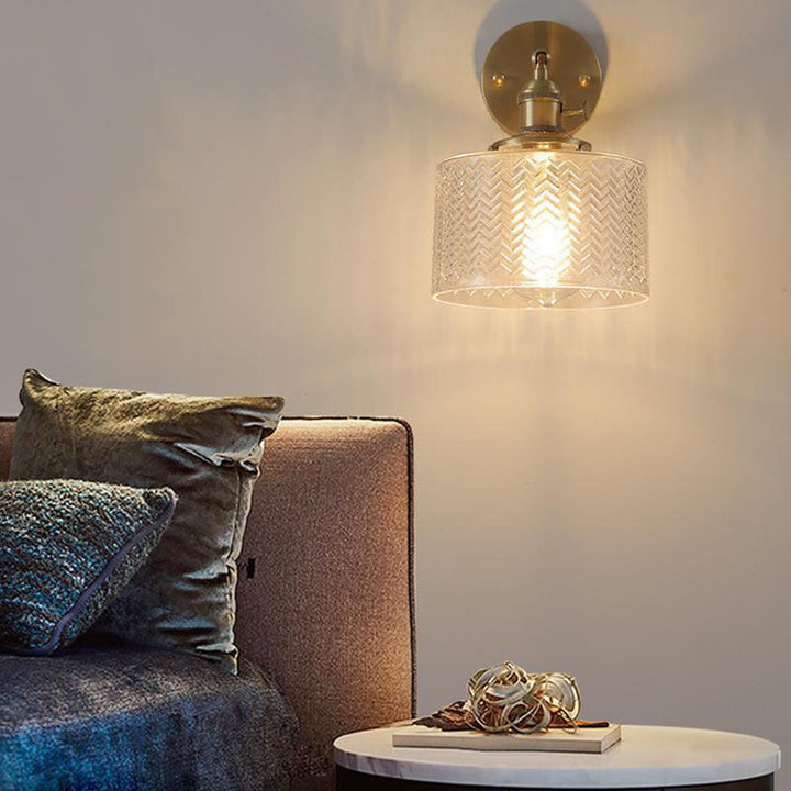 Green Minimalist Cylinder Brass Wall Sconce