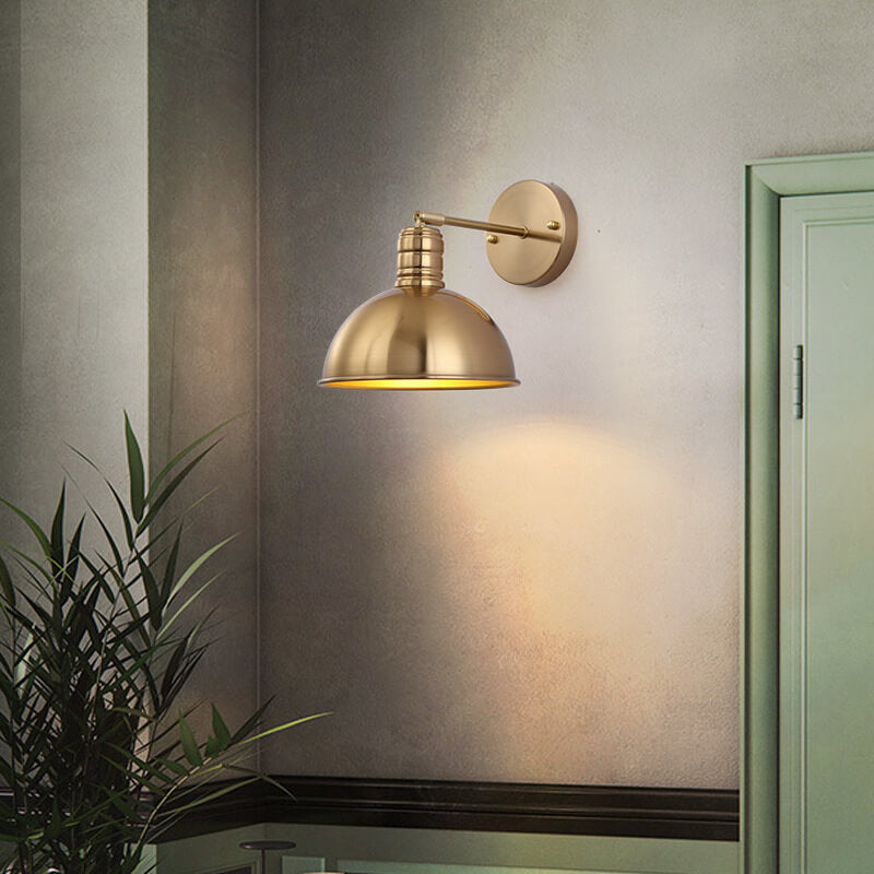 Contemporary Round Brass Wall Sconce