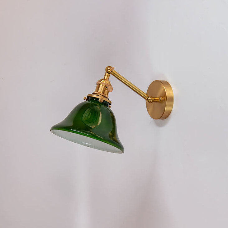 Traditional Vintage Round Glass Brass 1-Light Wall Sconce Lamp For Bedroom
