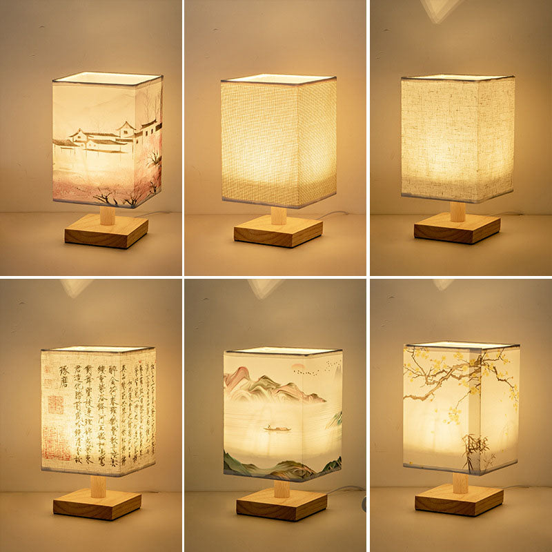 Contemporary Square Fabric LED Table Lamp