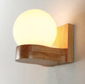 Contemporary Nordic Rubberwood Glass Ball 1/2-Light Wall Sconce Lamp For Bedroom